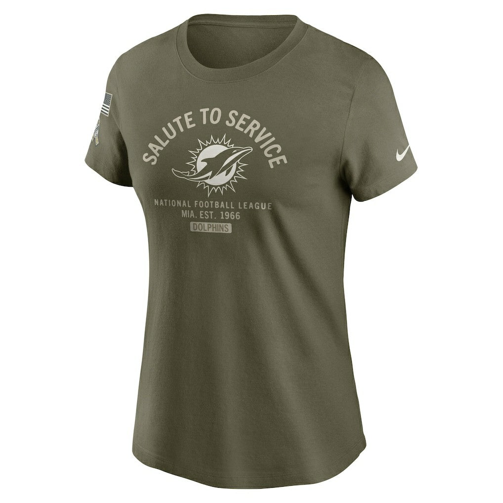 Nike Miami Dolphins Women's 2025 Salute to Service Sideline T-Shirt Olive