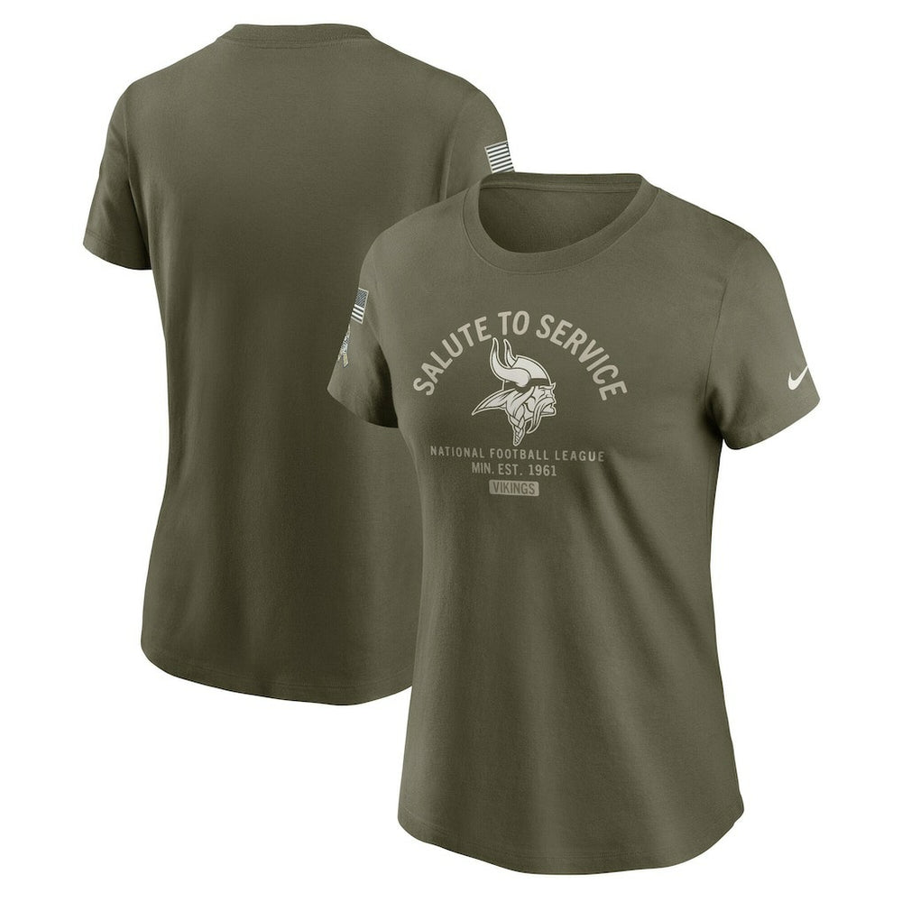 Nike Minnesota Vikings Women's 2025 Salute to Service Sideline T-Shirt Olive