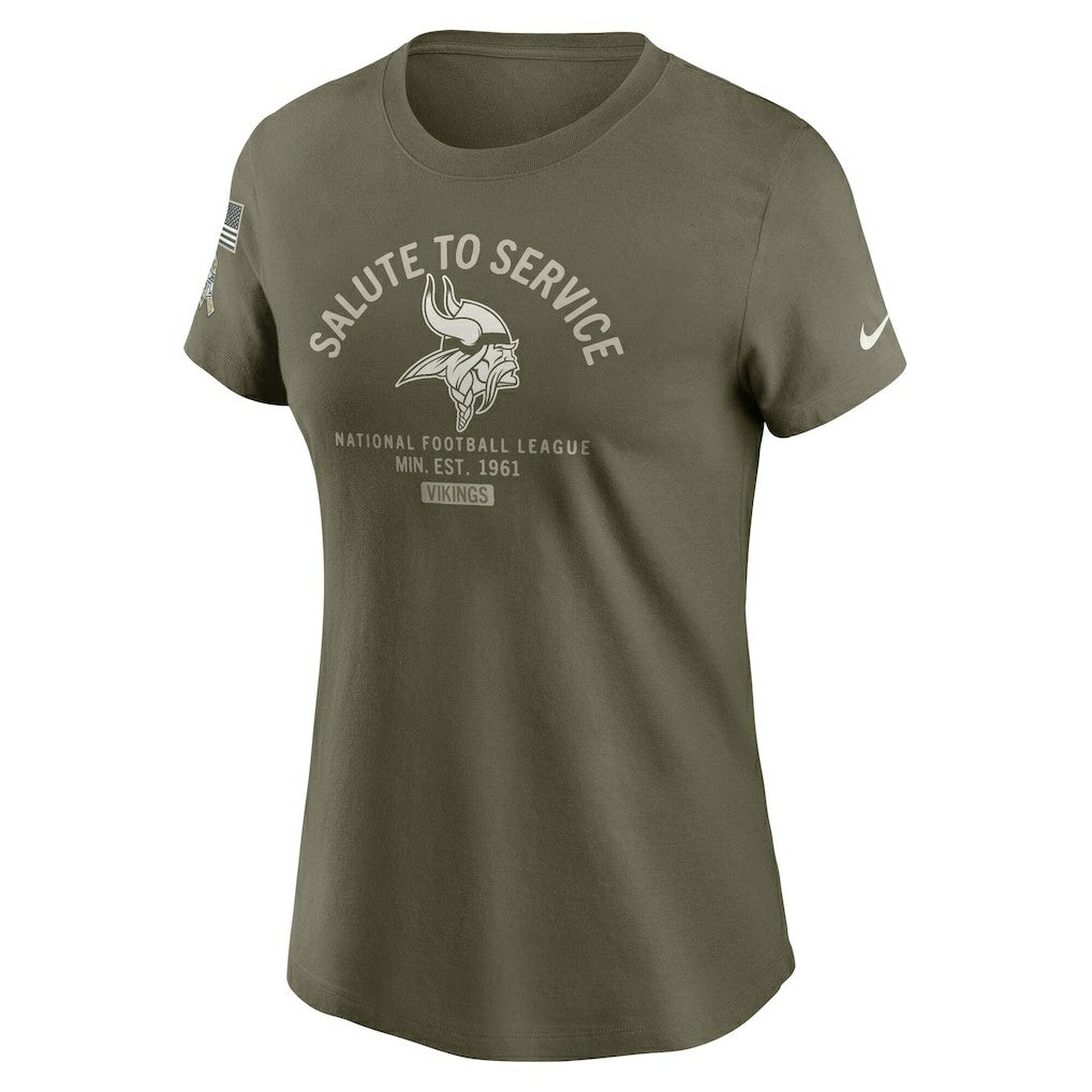 Nike Minnesota Vikings Women's 2025 Salute to Service Sideline T-Shirt Olive