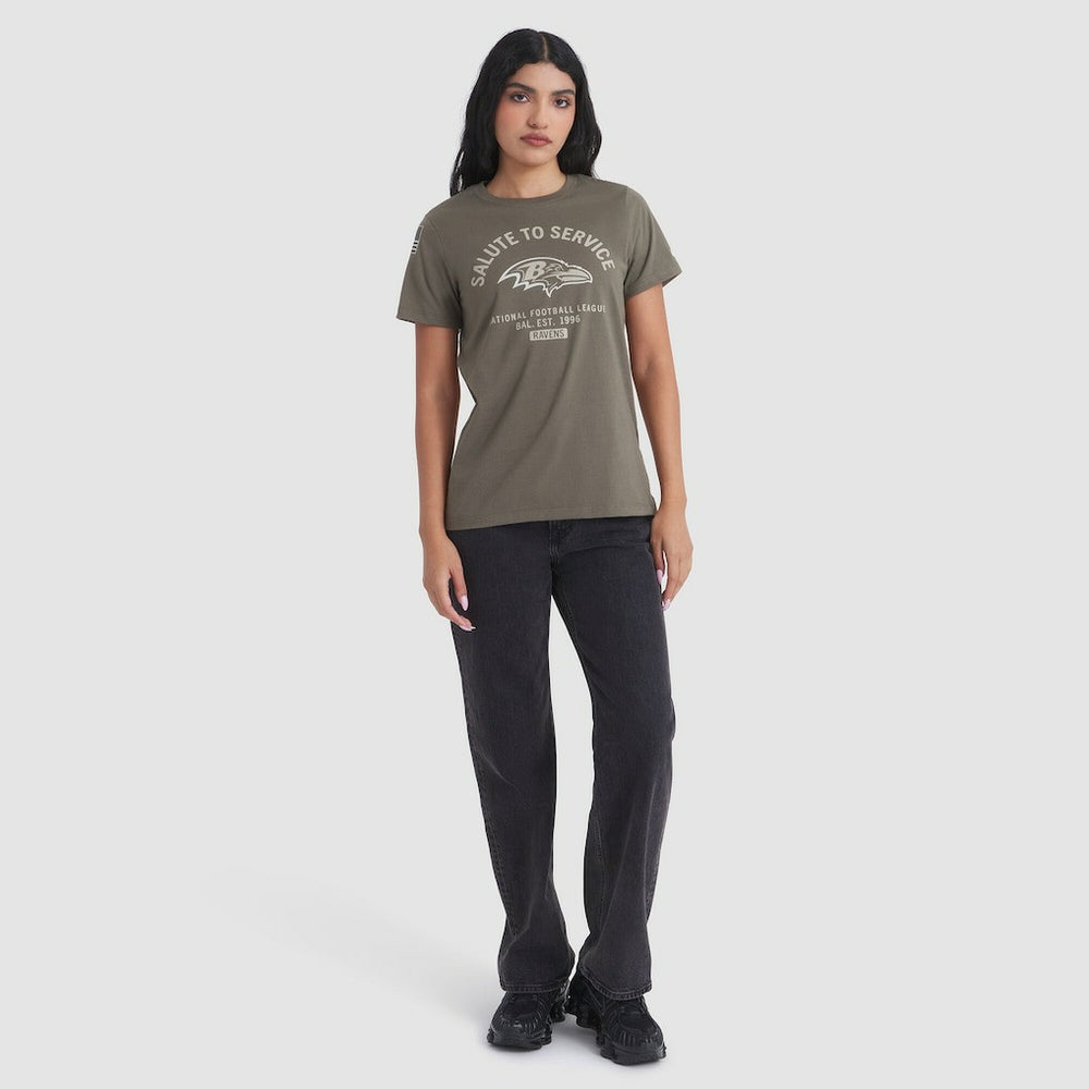 Nike Baltimore Ravens Women's 2025 Salute to Service Sideline T-Shirt Olive