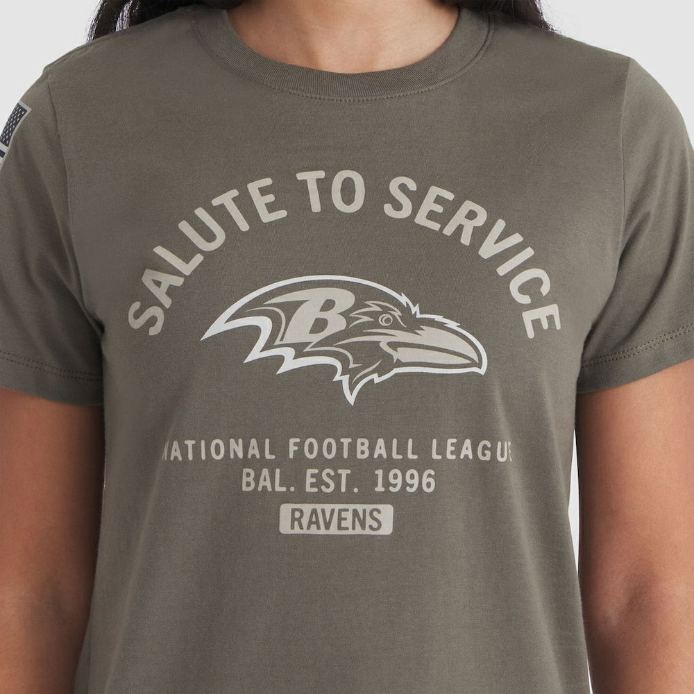Nike Baltimore Ravens Women's 2025 Salute to Service Sideline T-Shirt Olive