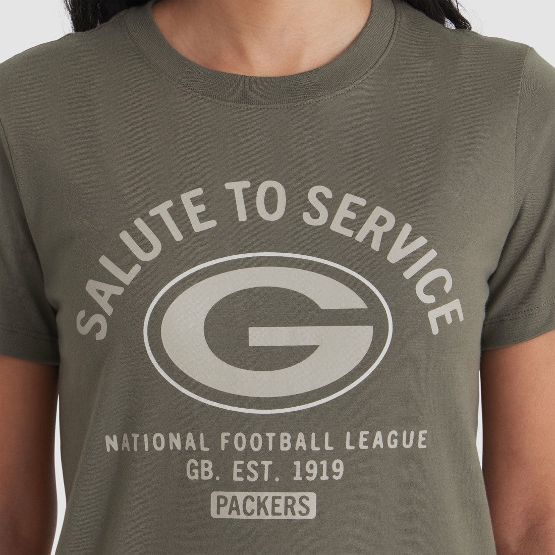 Nike Green Bay Packers Women's 2025 Salute to Service Sideline T-Shirt Olive