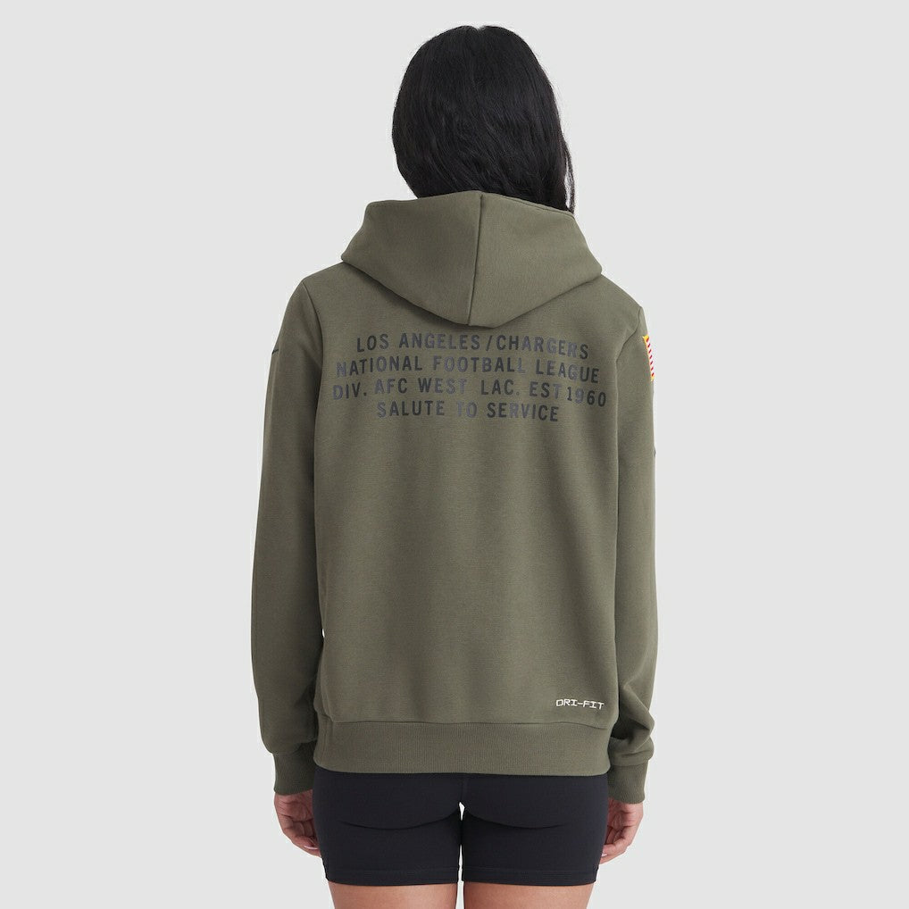 Nike Los Angeles Chargers Women's 2025 Salute to Service Sideline Standard Issue Dri-FIT Hoodie Olive