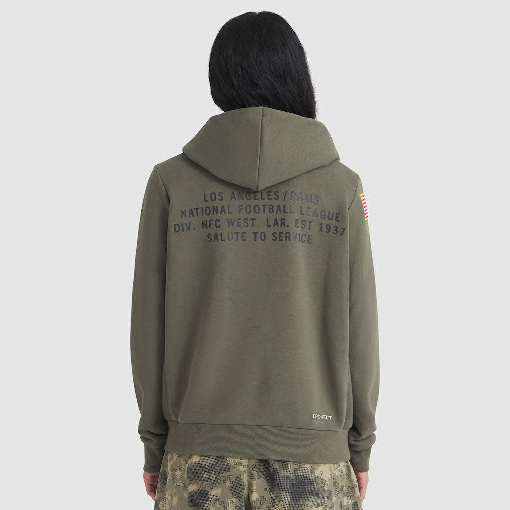 Nike Los Angeles Rams Women's 2025 Salute to Service Sideline Standard Issue Dri-FIT Hoodie Olive