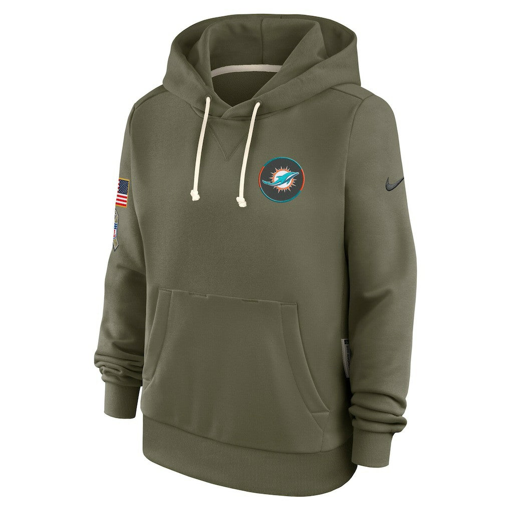 Nike Miami Dolphins Women's 2025 Salute to Service Sideline Standard Issue Dri-FIT Hoodie Olive