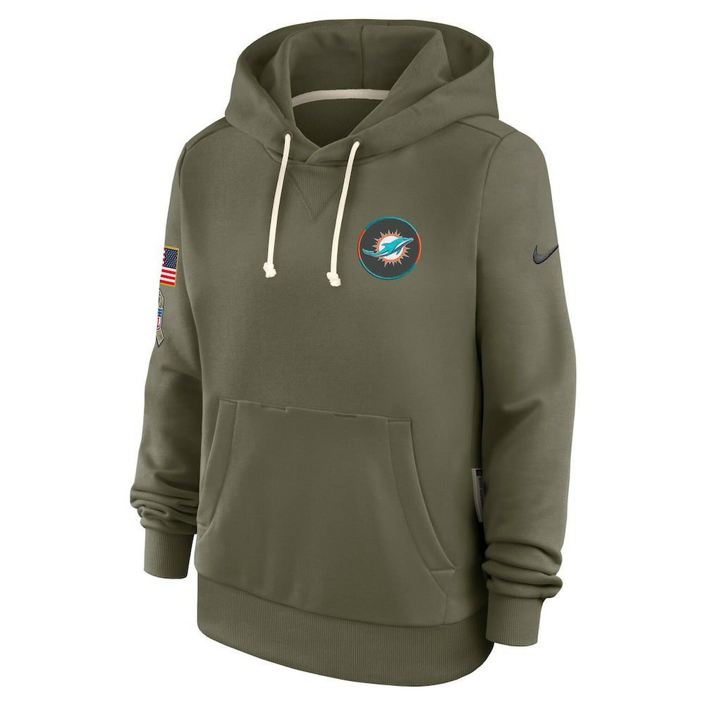 Nike Miami Dolphins Women's 2025 Salute to Service Sideline Standard Issue Dri-FIT Hoodie Olive