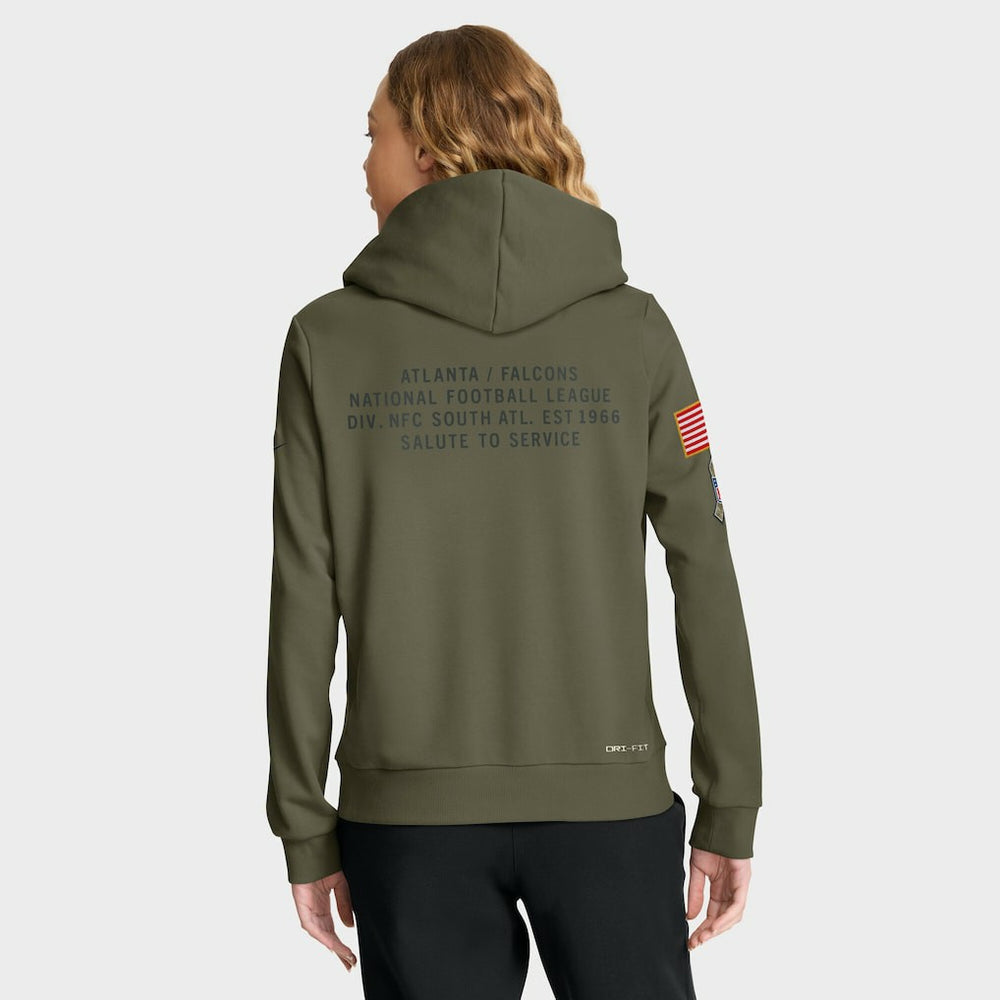 Nike Atlanta Falcons Women's 2025 Salute to Service Sideline Standard Issue Dri-FIT Hoodie Olive