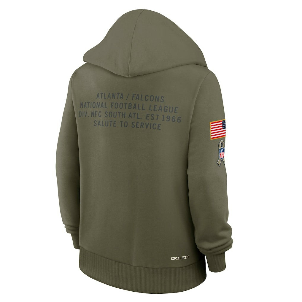 Nike Atlanta Falcons Women's 2025 Salute to Service Sideline Standard Issue Dri-FIT Hoodie Olive