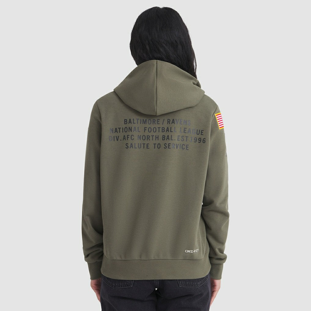 Nike Baltimore Ravens Women's 2025 Salute to Service Sideline Standard Issue Dri-FIT Hoodie Olive