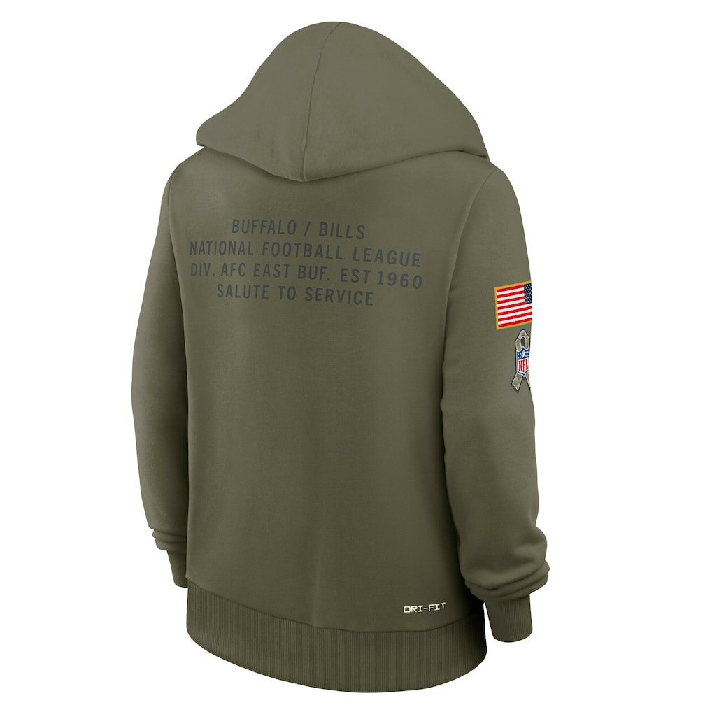 Nike Buffalo Bills Women's 2025 Salute to Service Sideline Standard Issue Dri-FIT Hoodie Olive
