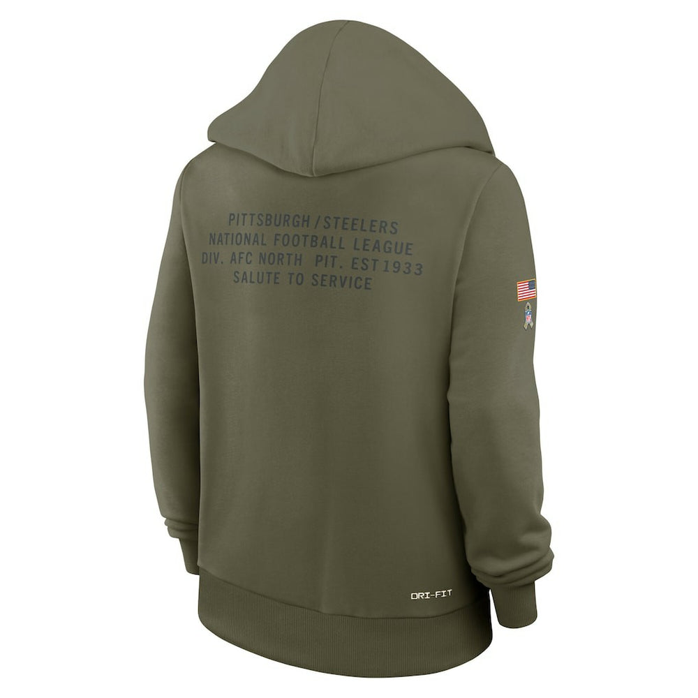Nike Pittsburgh Steelers Women's 2025 Salute to Service Sideline Standard Issue Dri-FIT Hoodie Olive