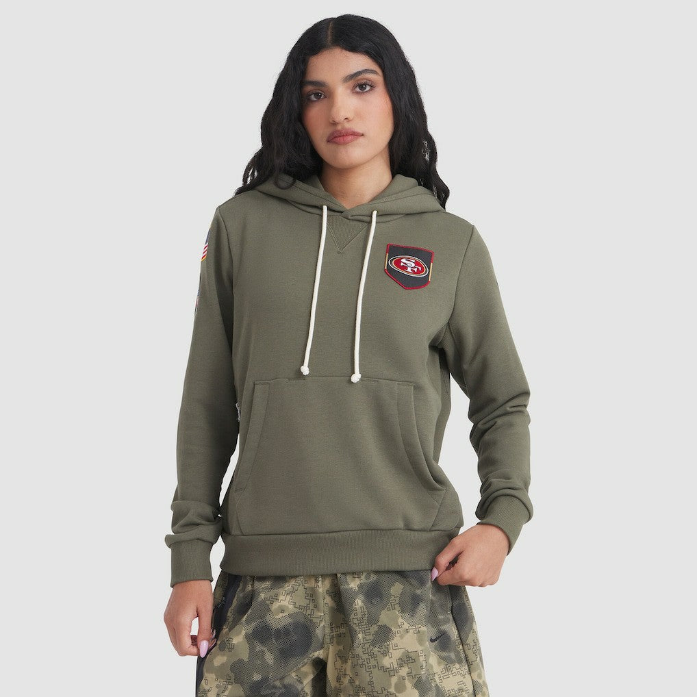 Nike San Francisco 49ers Women's 2025 Salute to Service Sideline Standard Issue Dri-FIT Hoodie Olive