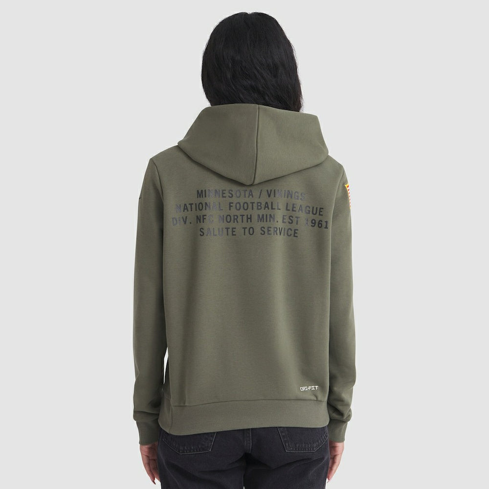 Nike Minnesota Vikings Women's 2025 Salute to Service Sideline Standard Issue Dri-FIT Hoodie Olive