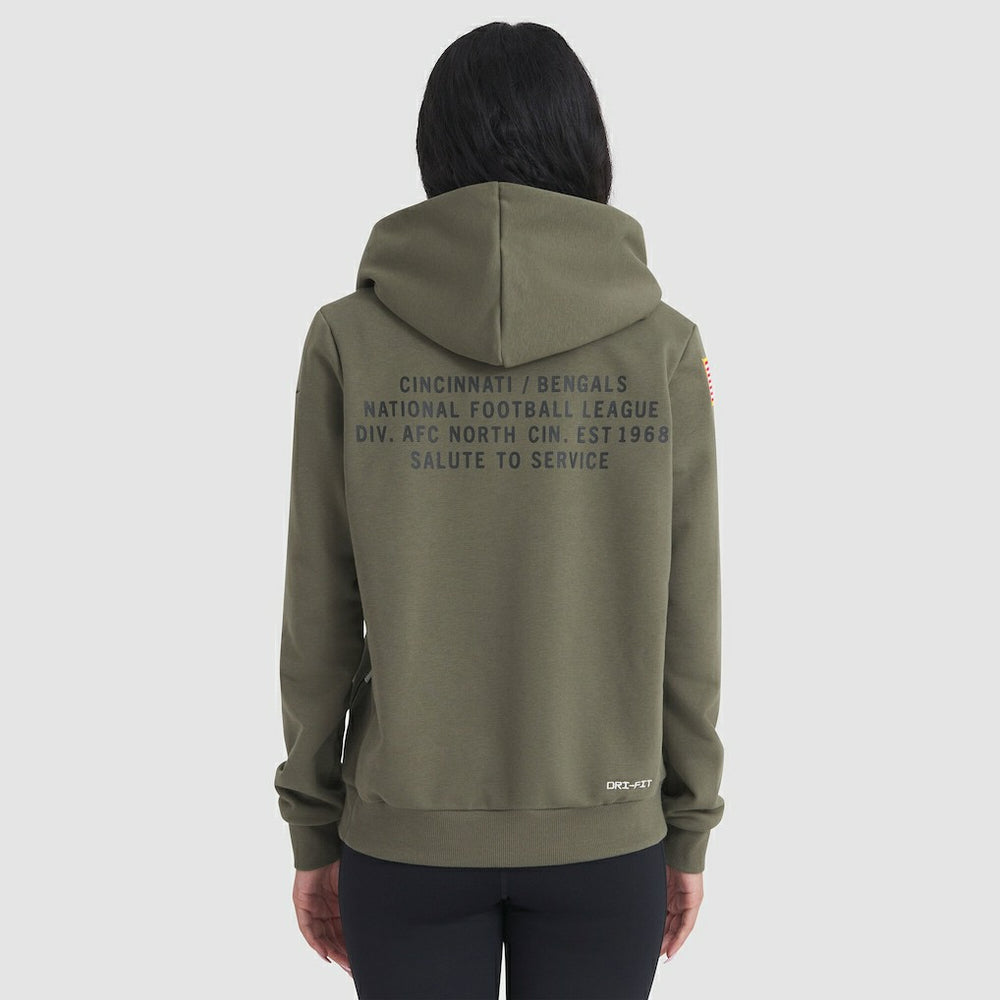 Nike Cincinnati Bengals Women's 2025 Salute to Service Sideline Standard Issue Dri-FIT Hoodie Olive