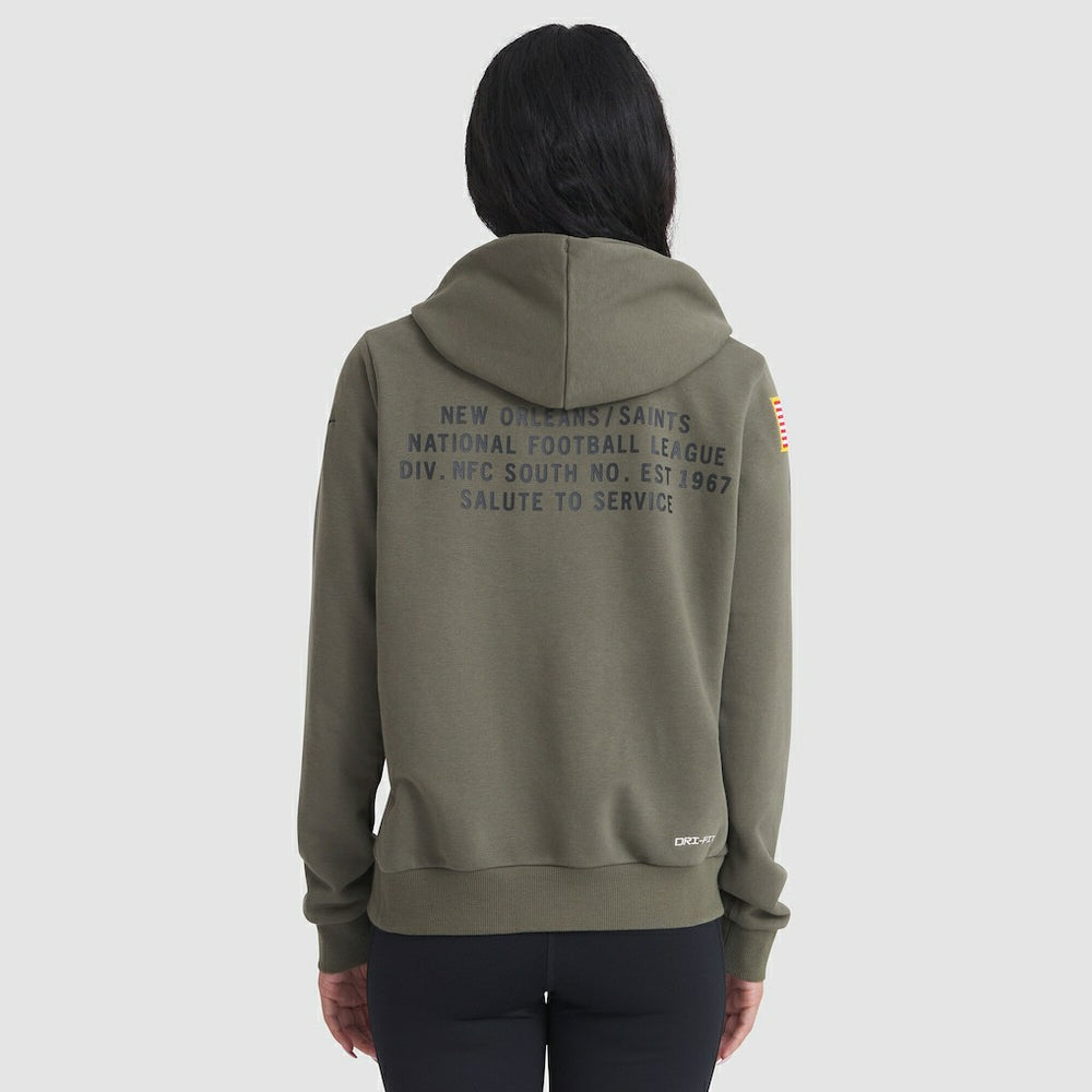 Nike New Orleans Saints Women's 2025 Salute to Service Sideline Standard Issue Dri-FIT Hoodie Olive