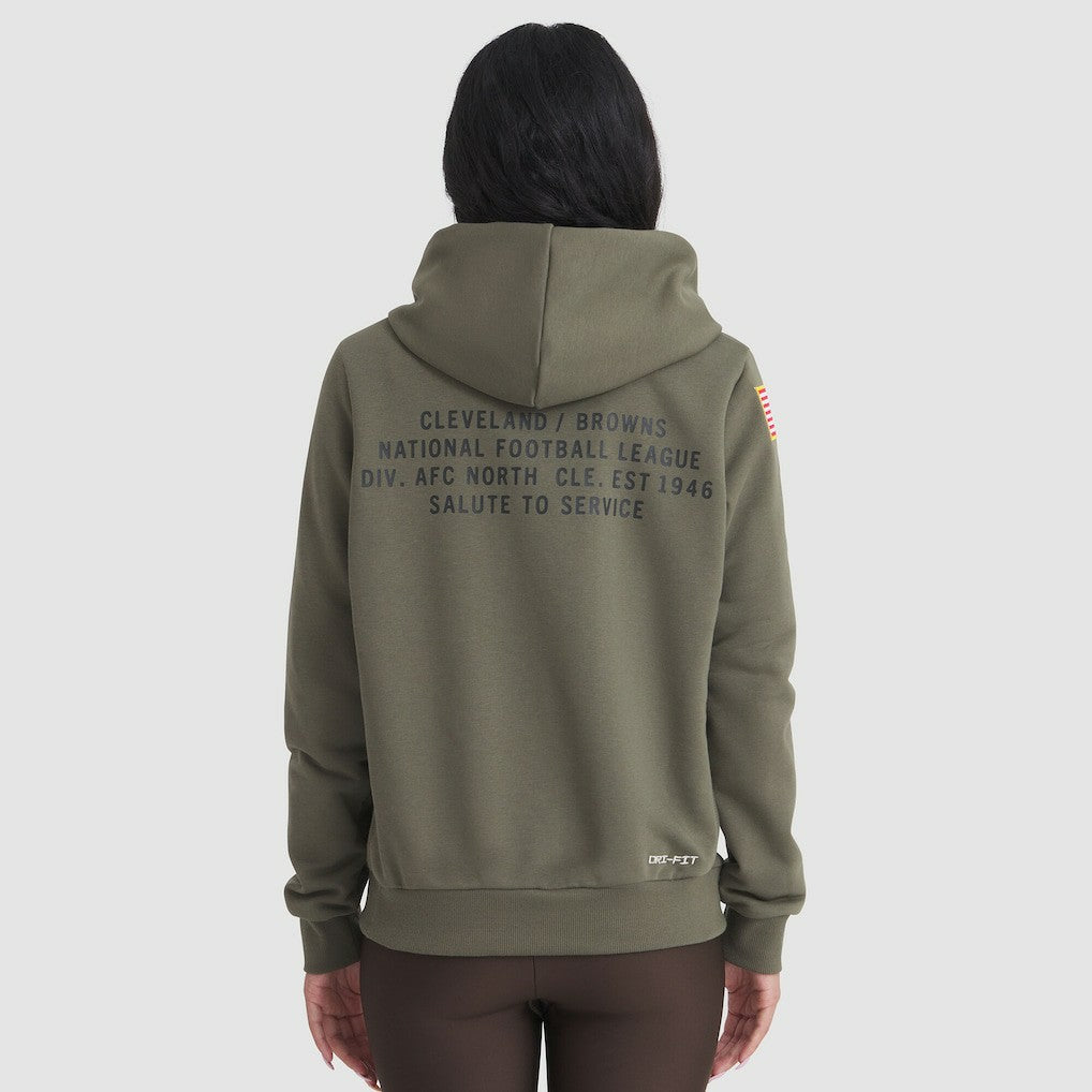 Nike Cleveland Browns Women's 2025 Salute to Service Sideline Standard Issue Dri-FIT Hoodie Olive