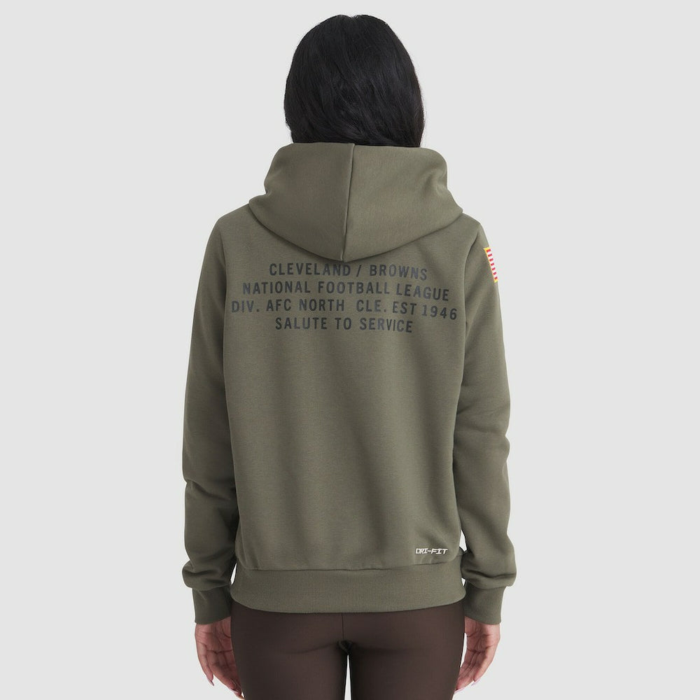 Nike Cleveland Browns Women's 2025 Salute to Service Sideline Standard Issue Dri-FIT Hoodie Olive