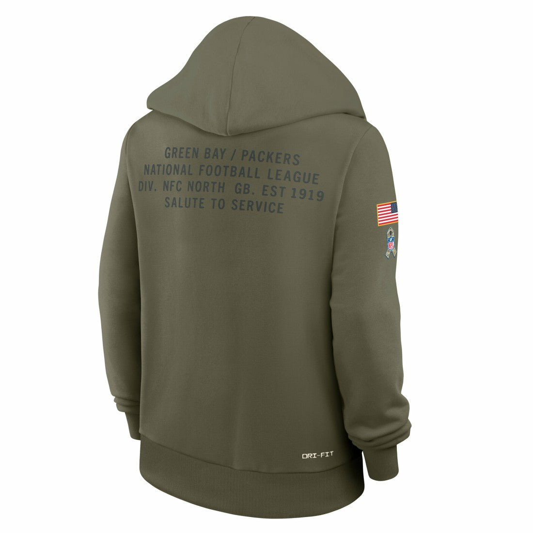 Nike Green Bay Packers Women's 2025 Salute to Service Sideline Standard Issue Dri-FIT Hoodie Olive