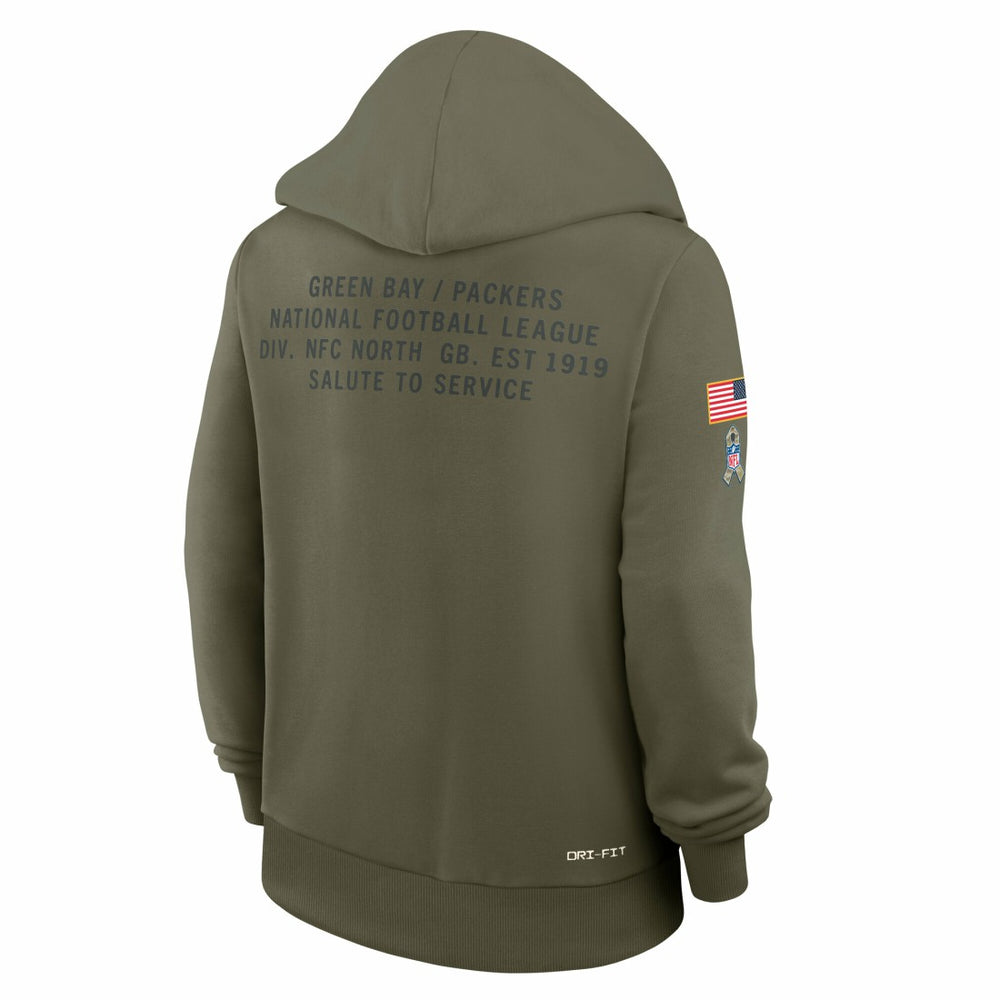 Nike Green Bay Packers Women's 2025 Salute to Service Sideline Standard Issue Dri-FIT Hoodie Olive