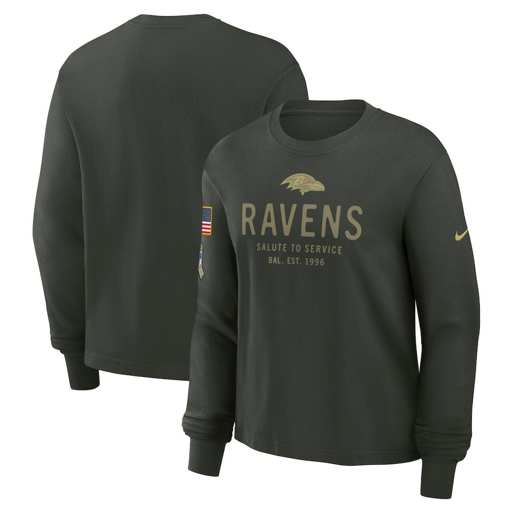 Nike Baltimore Ravens Women's 2025 Salute to Service Sideline Dri-FIT Long Sleeve T-Shirt Dark Green
