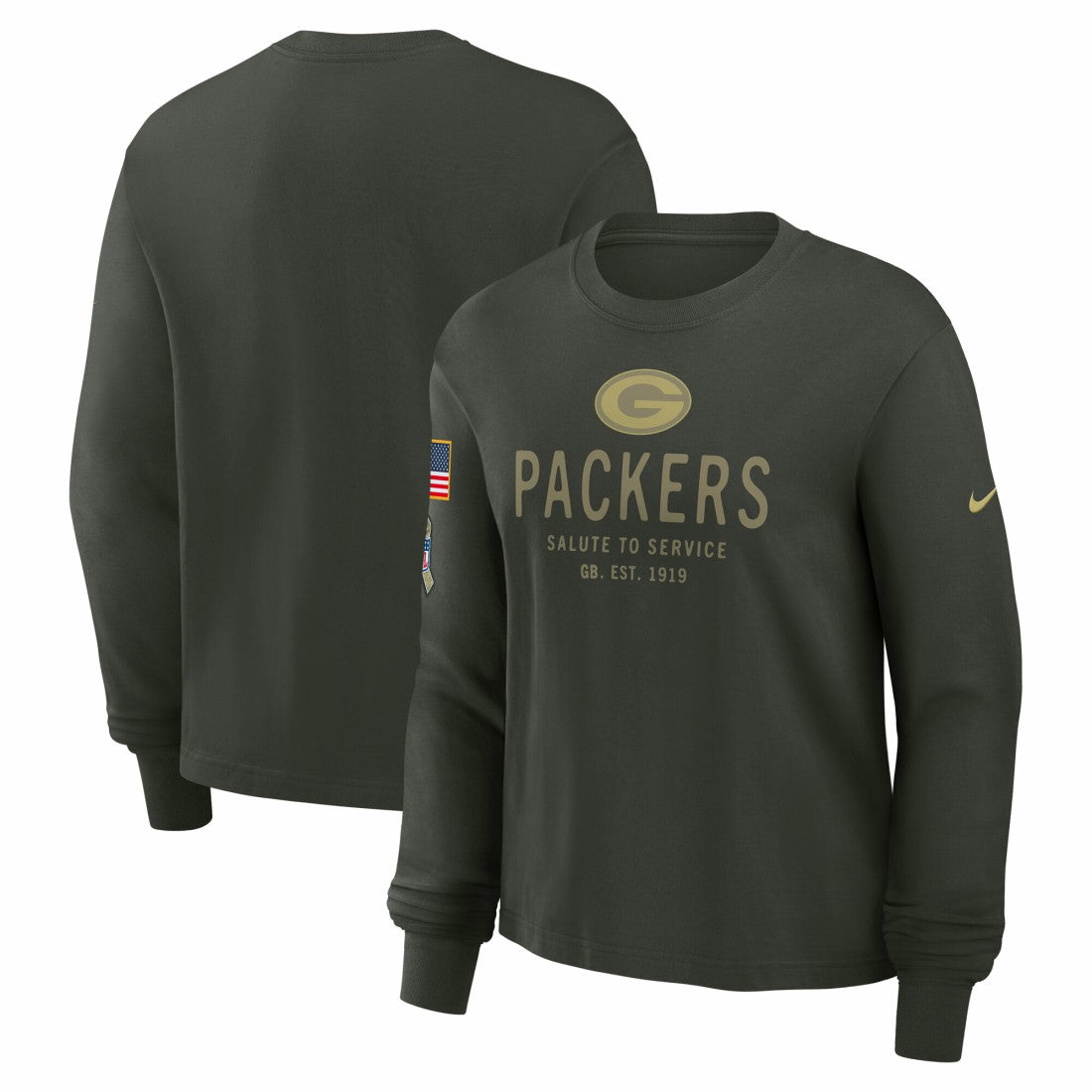 Nike Green Bay Packers Women's 2025 Salute to Service Sideline Dri-FIT Long Sleeve T-Shirt Dark Green