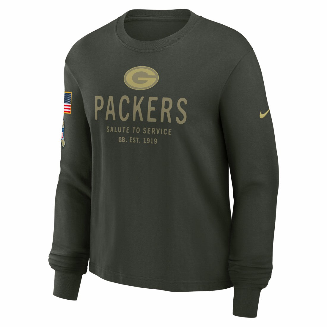 Nike Green Bay Packers Women's 2025 Salute to Service Sideline Dri-FIT Long Sleeve T-Shirt Dark Green