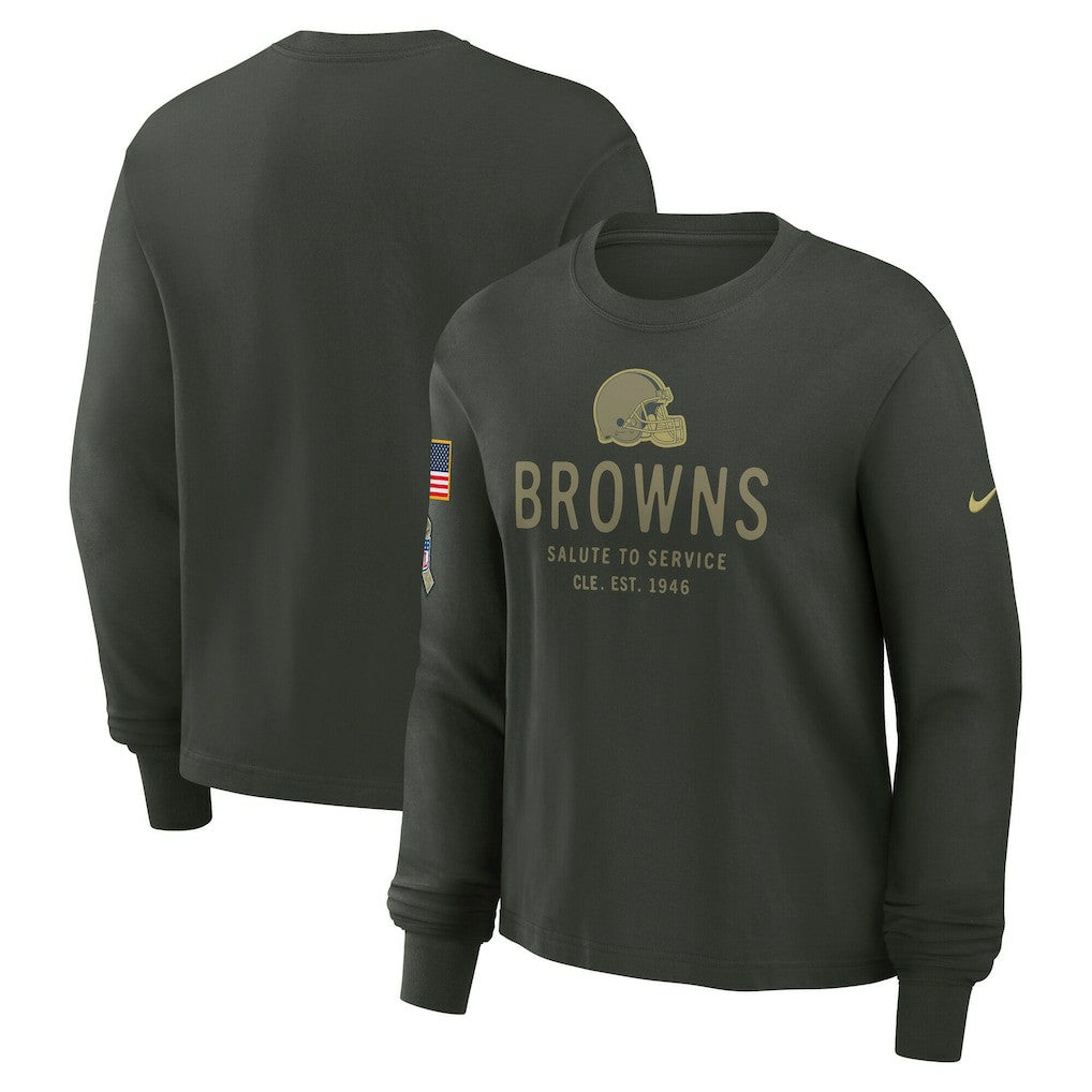 Nike Cleveland Browns Women's 2025 Salute to Service Sideline Dri-FIT Long Sleeve T-Shirt Dark Green