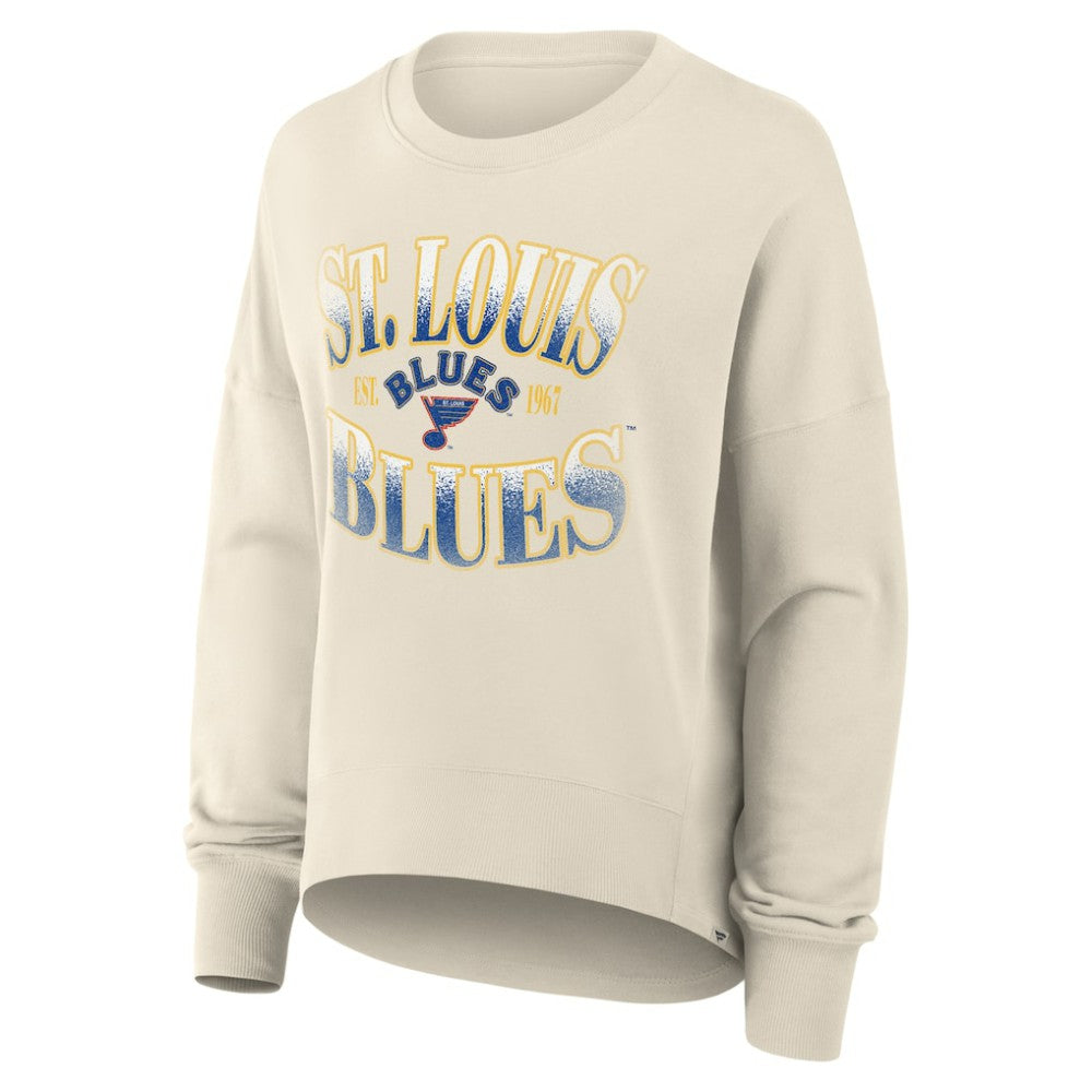 St. Louis Blues Fanatics Women's Oversized Vintage Slice Pullover Sweatshirt - Cream - NHL 202756610