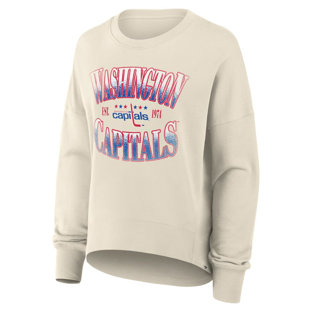 Washington Capitals Fanatics Women's Oversized Vintage Slice Pullover Sweatshirt - Cream - NHL 202756616