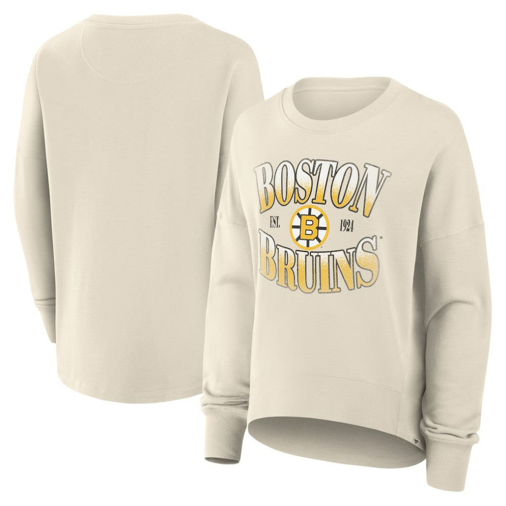 Boston Bruins Fanatics Women's Oversized Vintage Slice Pullover Sweatshirt - Cream - NHL 202756618