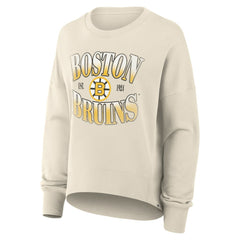 Boston Bruins Fanatics Women's Oversized Vintage Slice Pullover Sweatshirt - Cream - NHL 202756618