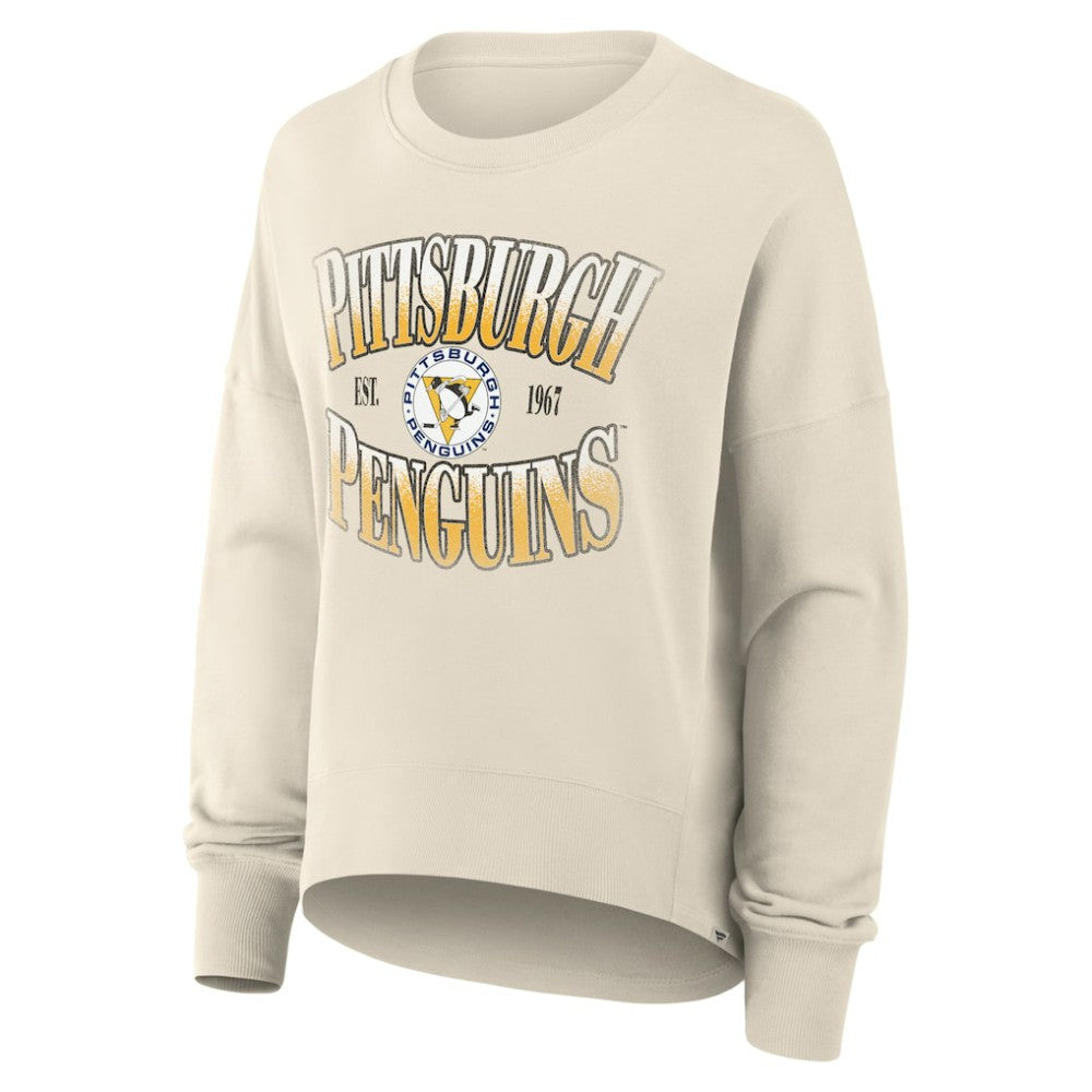 Pittsburgh Penguins Fanatics Women's Oversized Vintage Slice Pullover Sweatshirt - Cream - NHL 202756624