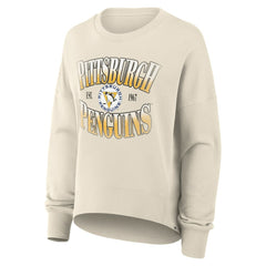 Pittsburgh Penguins Fanatics Women's Oversized Vintage Slice Pullover Sweatshirt - Cream - NHL 202756624