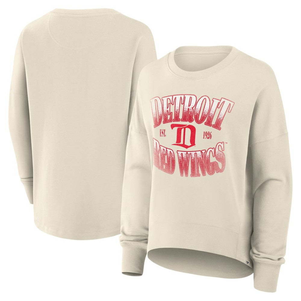 Detroit Red Wings Fanatics Women's Oversized Vintage Slice Pullover Sweatshirt - Cream - NHL 202756625