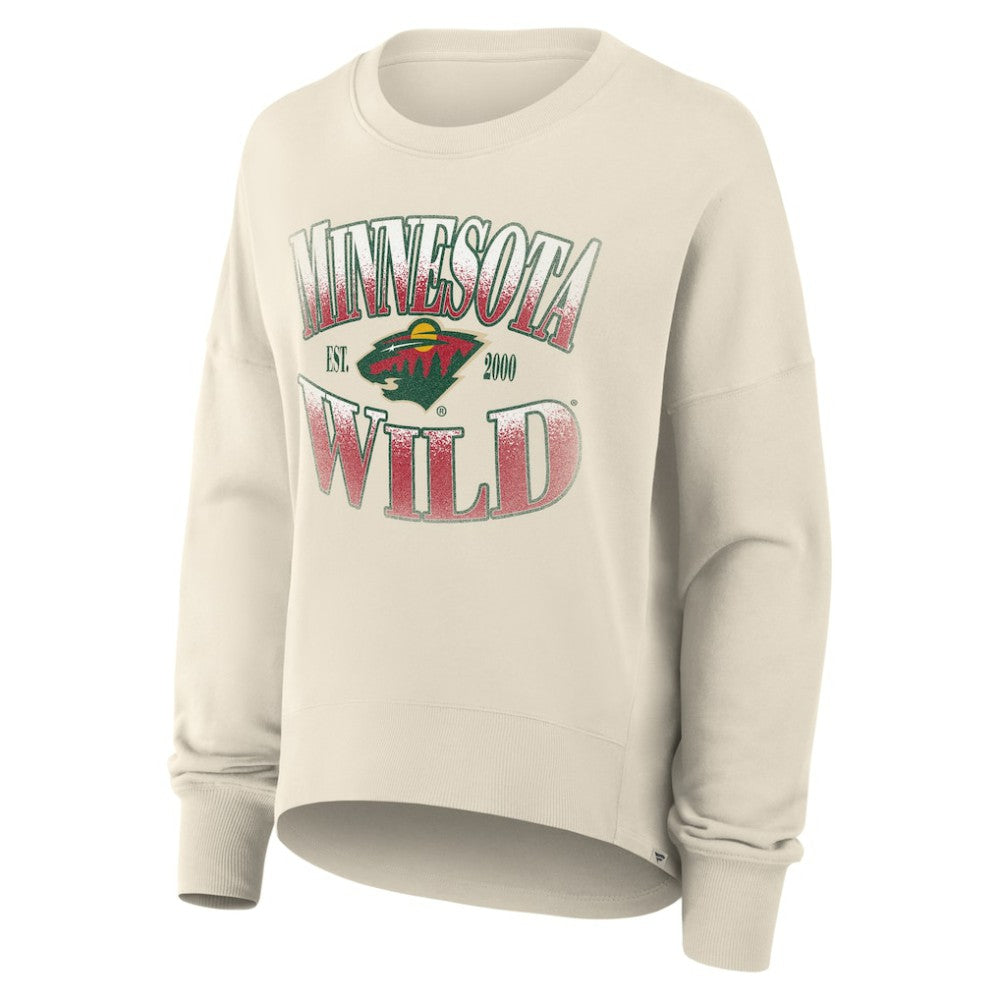 Minnesota Wild Fanatics Women's Oversized Slice Pullover Sweatshirt - Cream - NHL 202756631