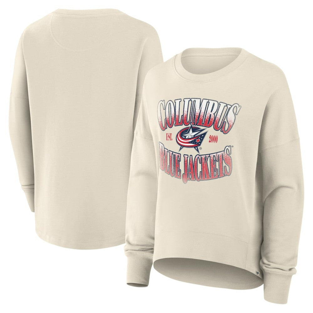 Columbus Blue Jackets Fanatics Women's Oversized Slice Pullover Sweatshirt - Cream - NHL 202756633