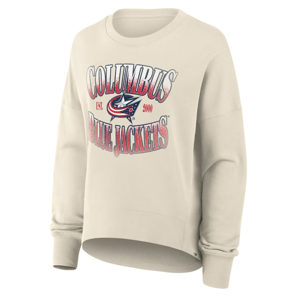 Columbus Blue Jackets Fanatics Women's Oversized Slice Pullover Sweatshirt - Cream - NHL 202756633