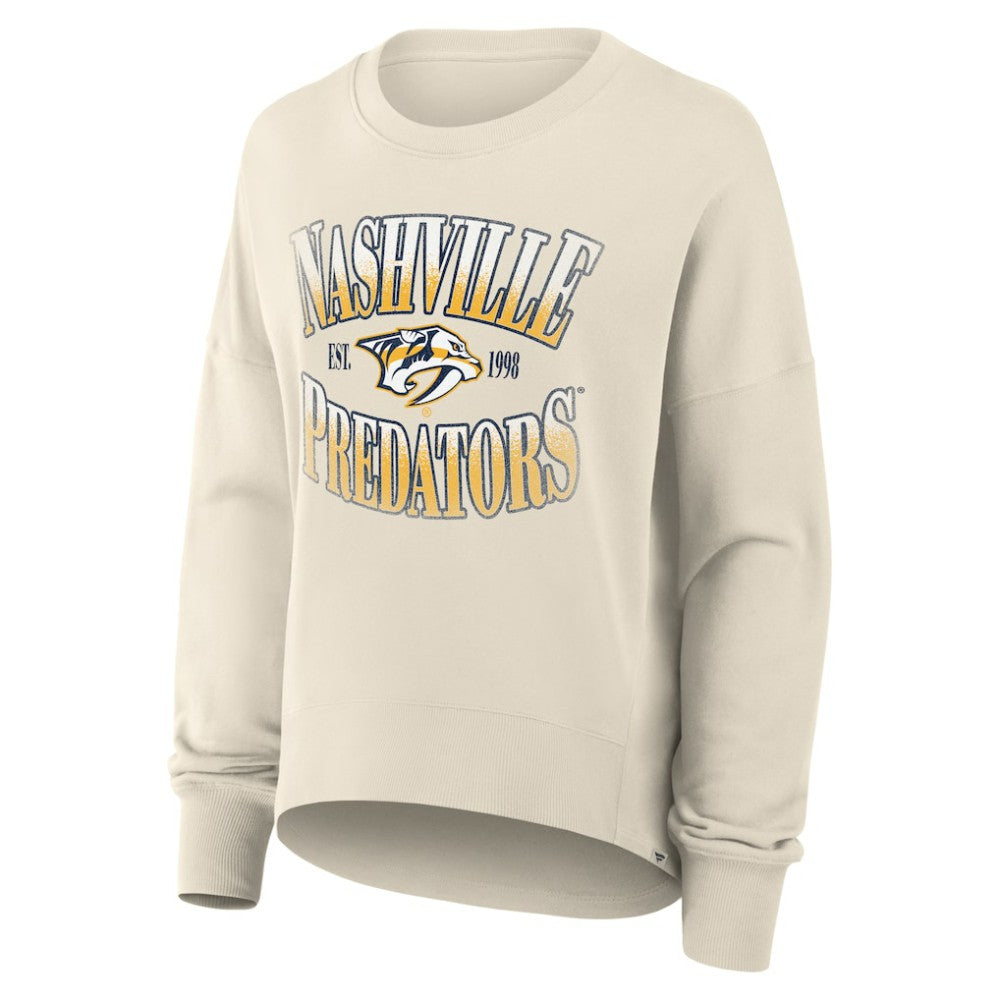 Nashville Predators Fanatics Women's Oversized Slice Pullover Sweatshirt - Cream - NHL 202756636