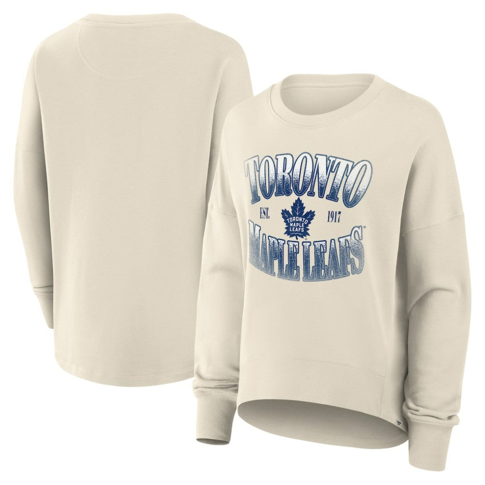 Toronto Maple Leafs Fanatics Women's Oversized Slice Pullover Sweatshirt - Cream - NHL 202756643