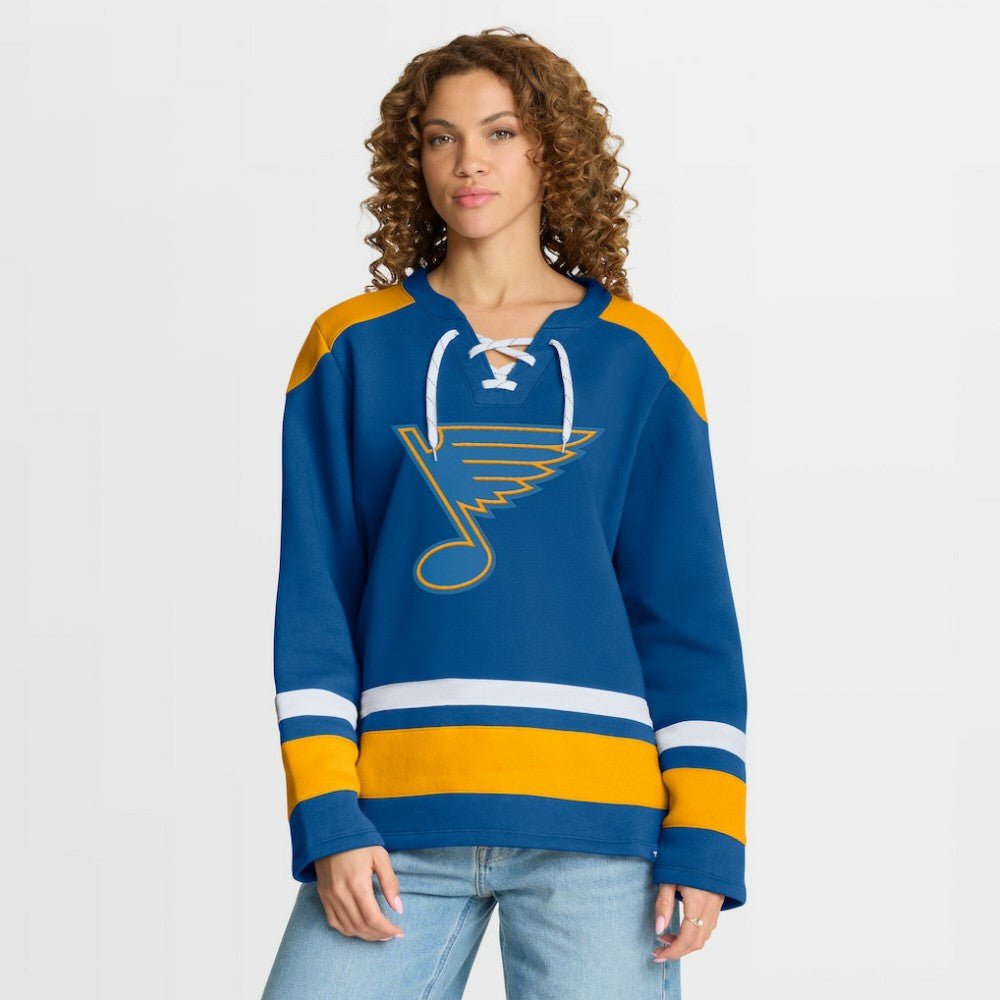 St. Louis Blues Fanatics Women's Icing Long Sleeve Lace Up Sweatshirt - Blue - NHL 202756849