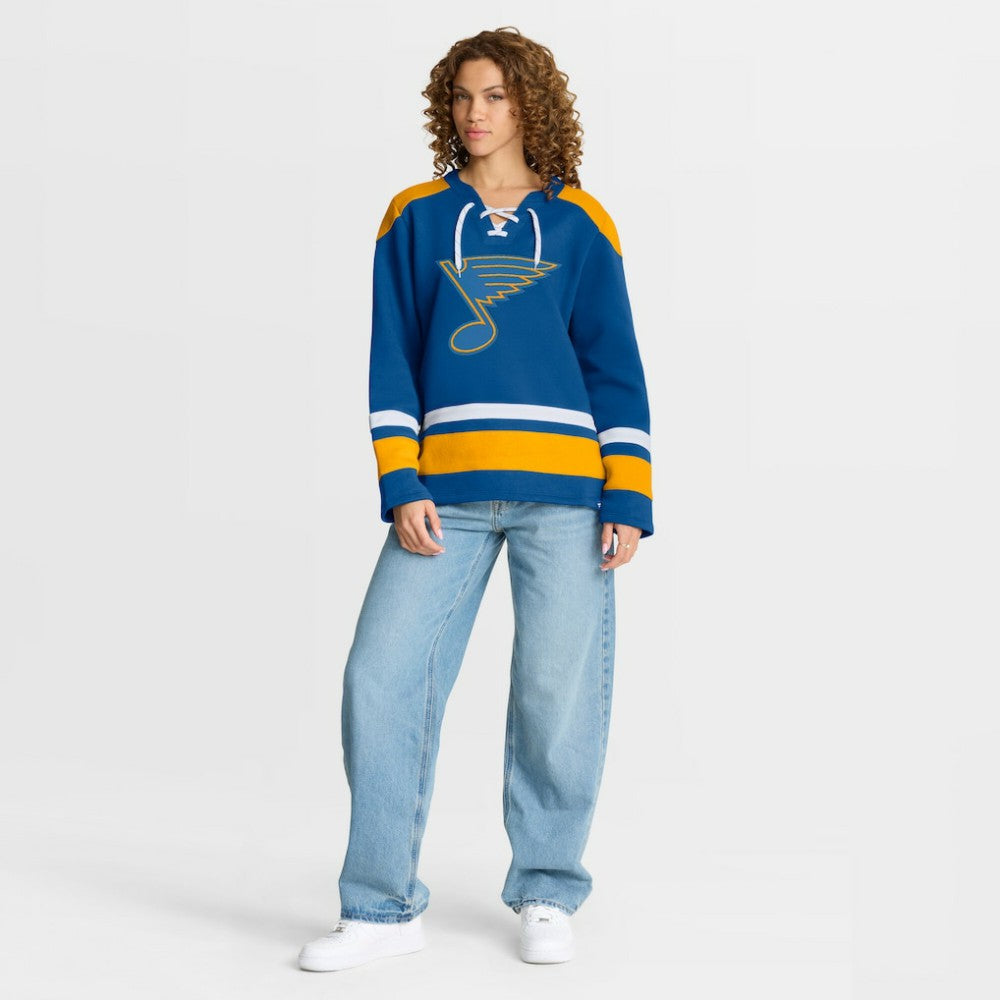 St. Louis Blues Fanatics Women's Icing Long Sleeve Lace Up Sweatshirt - Blue - NHL 202756849
