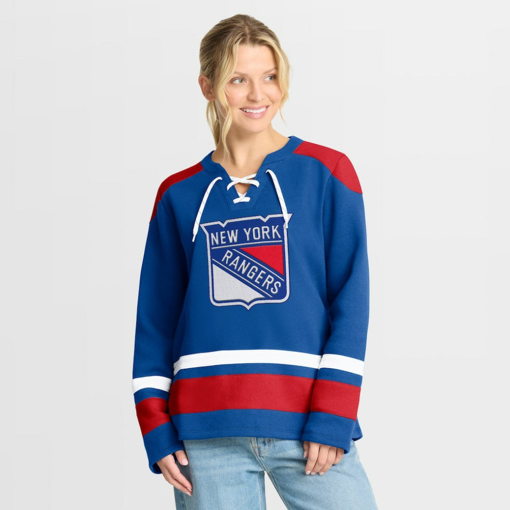 New York Rangers Fanatics Women's Icing Long Sleeve Lace Up Sweatshirt - Blue - NHL 202756851