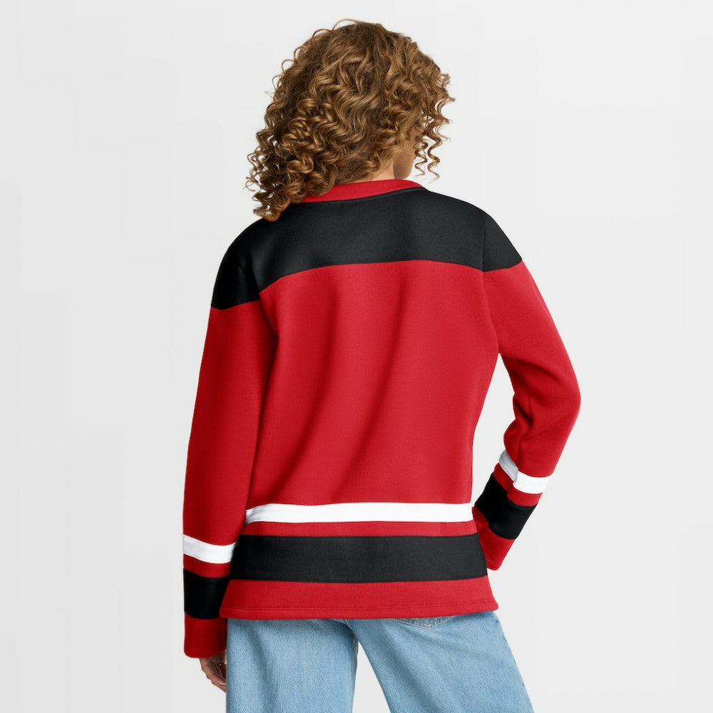 Chicago Blackhawks Fanatics Women's Icing Long Sleeve Lace Up Sweatshirt - Athletic Red - NHL 202756859