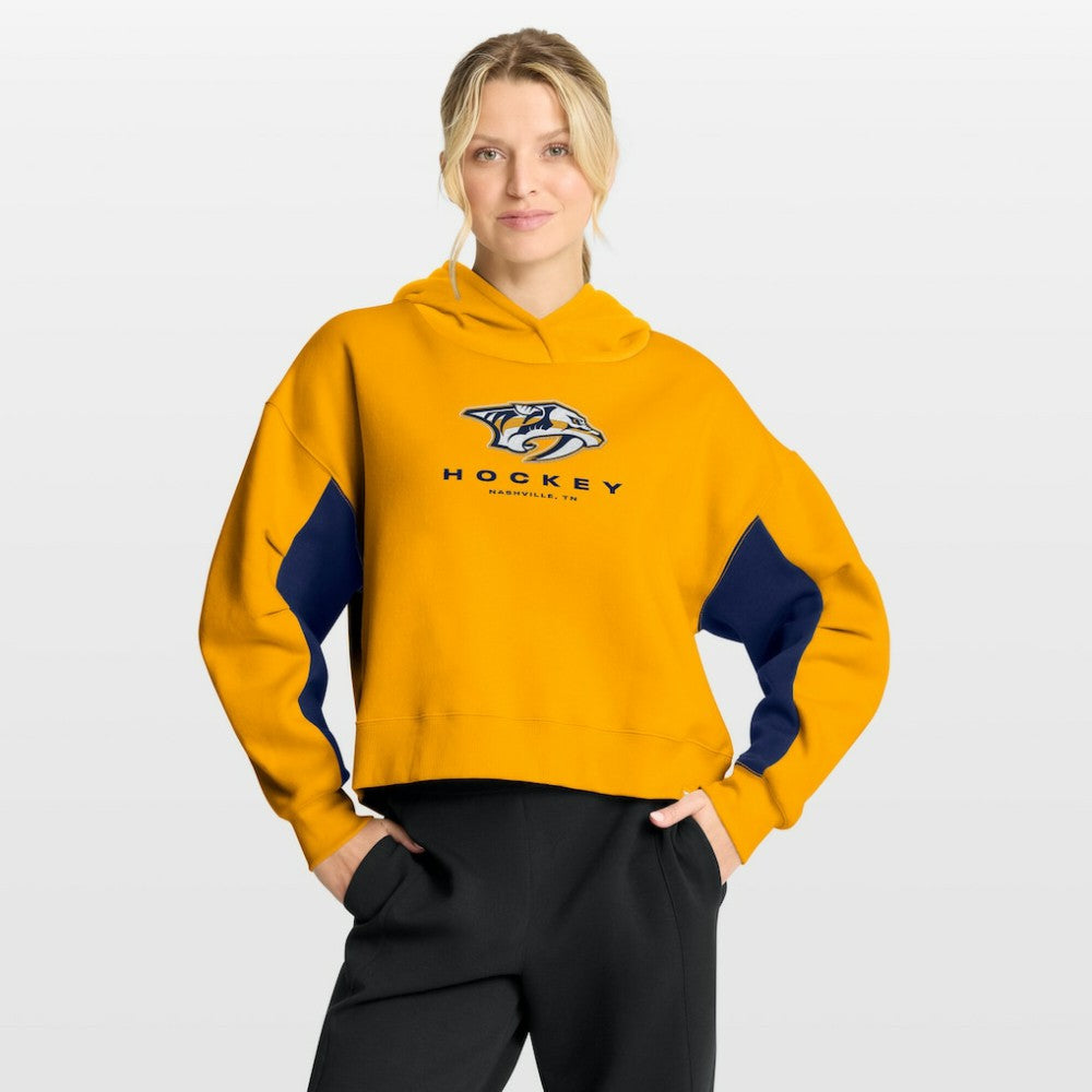 Nashville Predators Fanatics Women's Back Check Boxy Hoodie - Gold - NHL 202756875