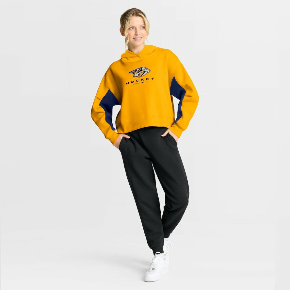 Nashville Predators Fanatics Women's Back Check Boxy Hoodie - Gold - NHL 202756875