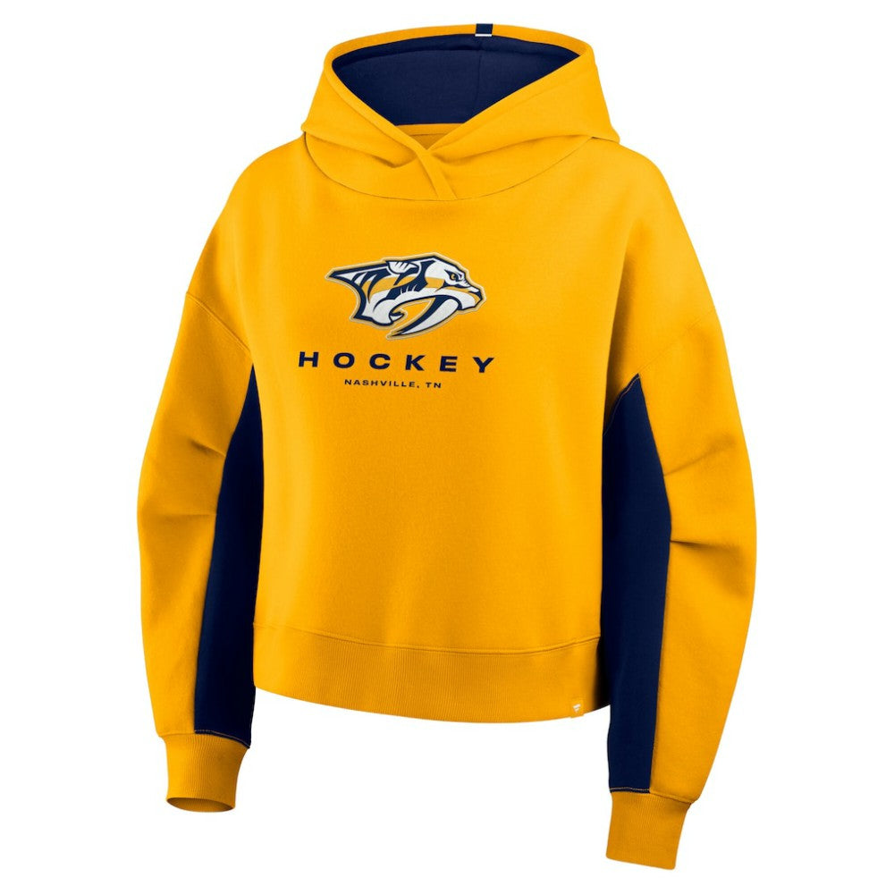 Nashville Predators Fanatics Women's Back Check Boxy Hoodie - Gold - NHL 202756875