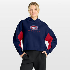 Montreal Canadiens Fanatics Women's Back Check Boxy Hoodie - Navy - NHL 202756878