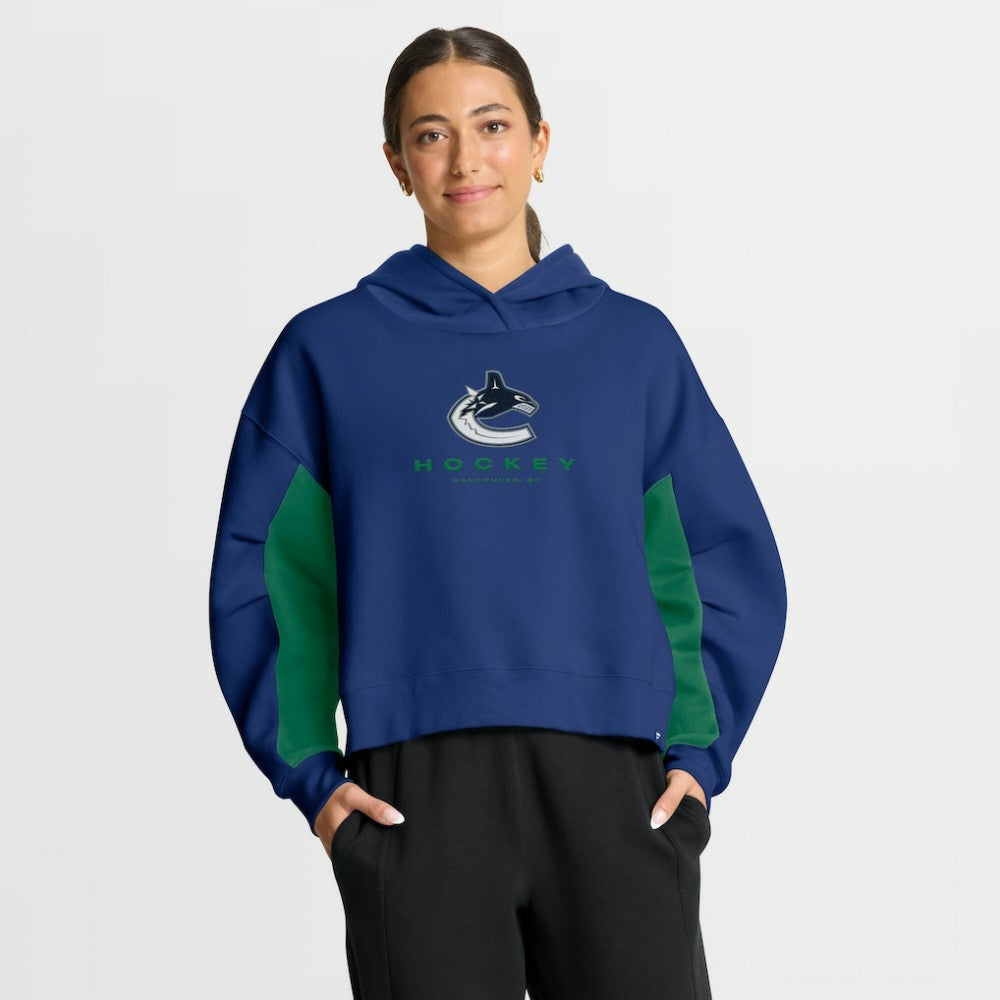 Vancouver Canucks Fanatics Women's Back Check Boxy Hoodie - Blue - NHL 202756884