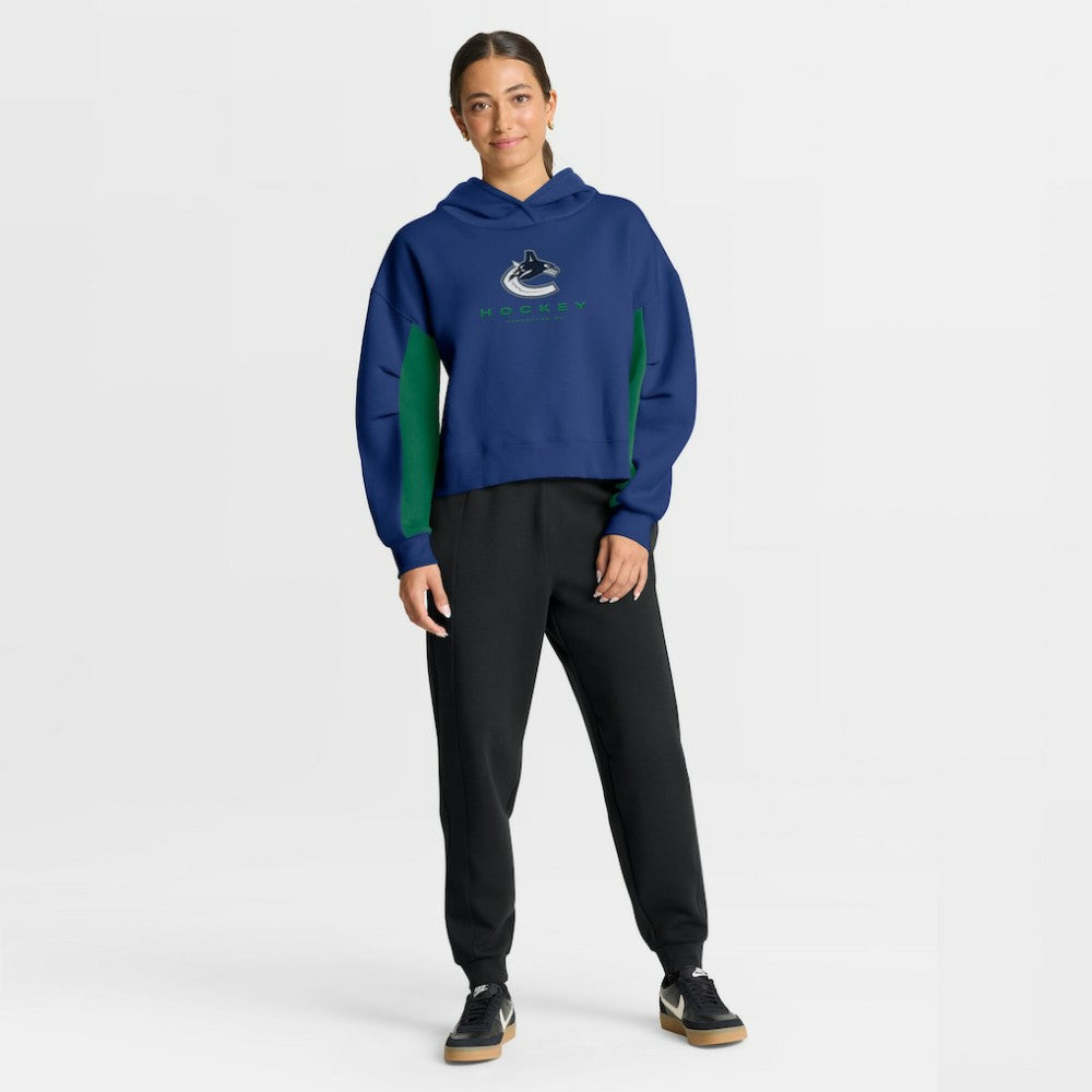 Vancouver Canucks Fanatics Women's Back Check Boxy Hoodie - Blue - NHL 202756884