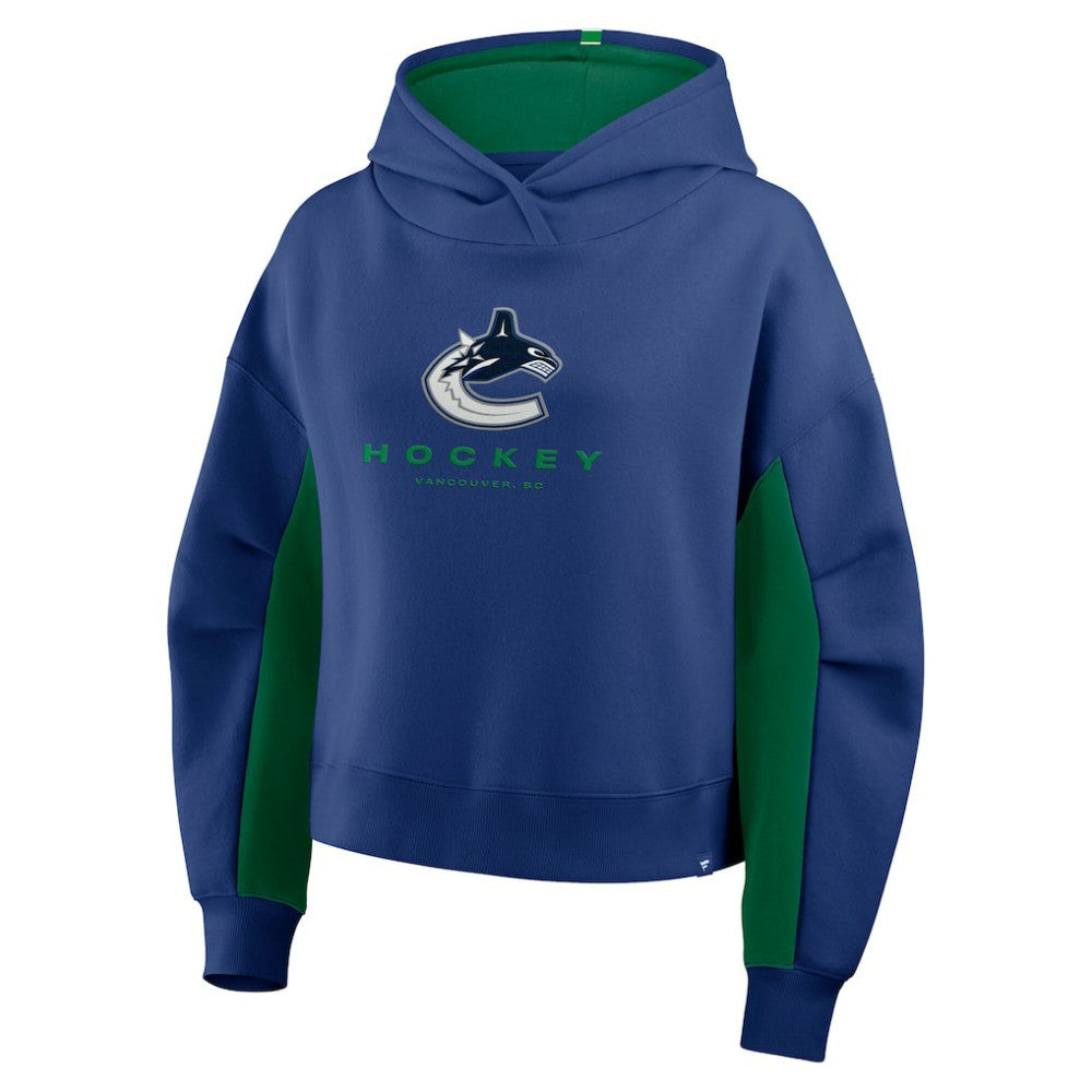 Vancouver Canucks Fanatics Women's Back Check Boxy Hoodie - Blue - NHL 202756884